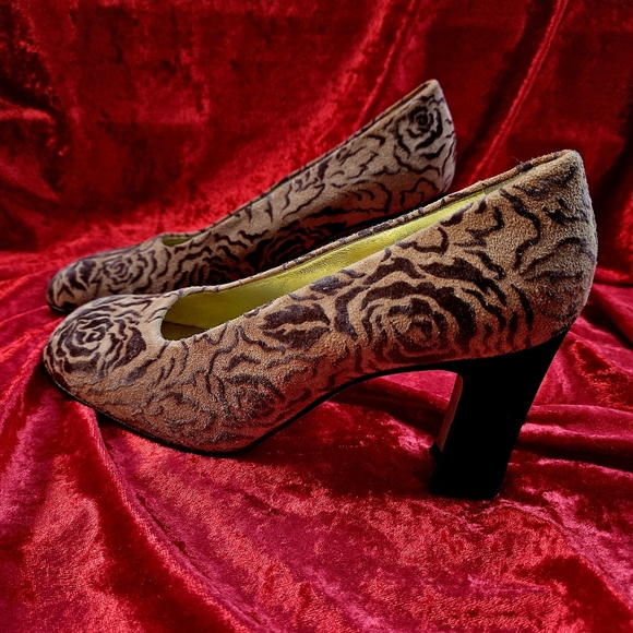 Shoes Vintage PANCALDI Velvet Leather Women Italy 1990s - Picture 11 of 16